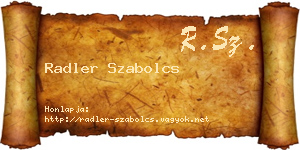 Radler Szabolcs névjegykártya